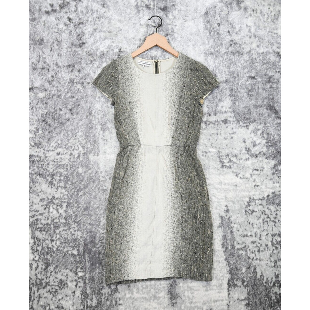 Narciso Rodriguez Dress Womens Raw Silk Cap Sleeve Illusion Sheath Size 40 US 4